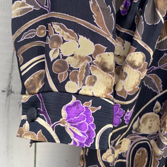 Vintage 80s Jumpsuit Floral Brocade Power Purple Gold 6 - Picture 10 of 12